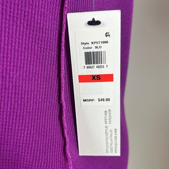 NWT Kensie Purple Performance Long Sleeve Asymmetrical Top Size XS (oversized) - Picture 5 of 9